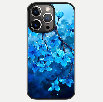 Blue Blossoms Branch Glass Case For iPhone 13 Pro by Custom World