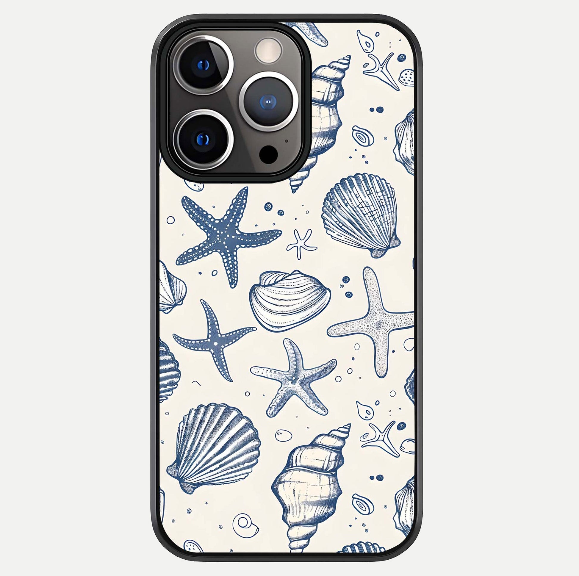 Blue Ocean Outline Glass Case For iPhone 13 Pro by Custom World