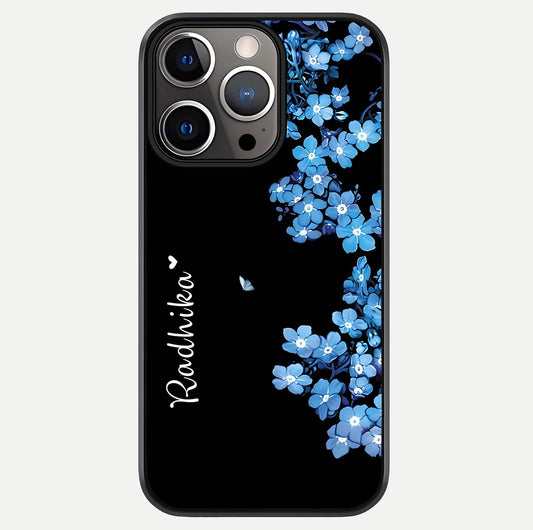 Blue Petal Dream Custom Name Glass Case For iPhone 13 Pro by Custom World