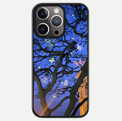 Butterfly Night Magic Glass Case For iPhone 13 Pro by Custom World
