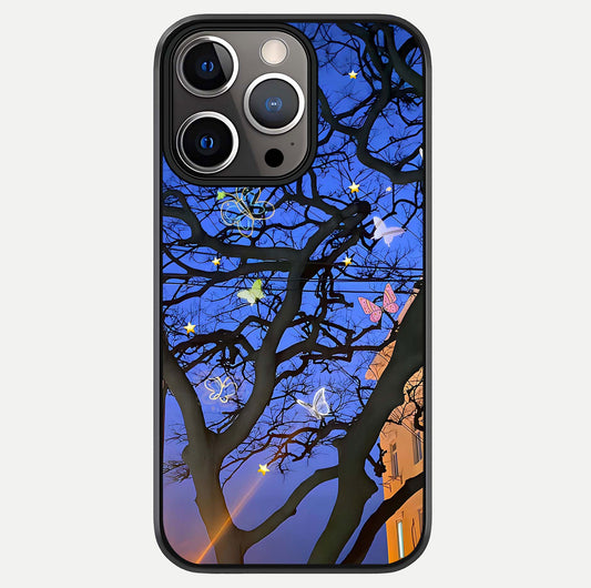 Butterfly Night Magic Glass Case For iPhone 13 Pro by Custom World