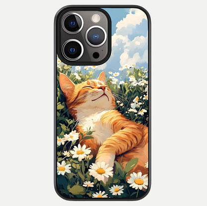 Cat & Flowers View Glass Case For iPhone 13 Pro by Custom World