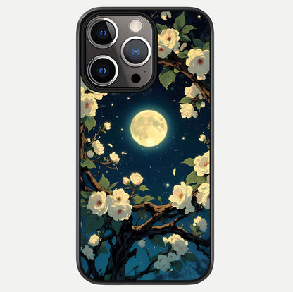 Celestial Moon & Flower Glass Case For iPhone 13 Pro by Custom World