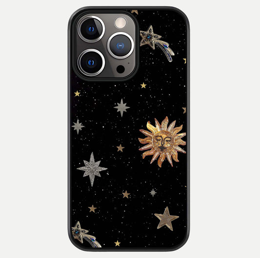 Celestial Moon With Stars Glass Case For iPhone 13 Pro by Custom World