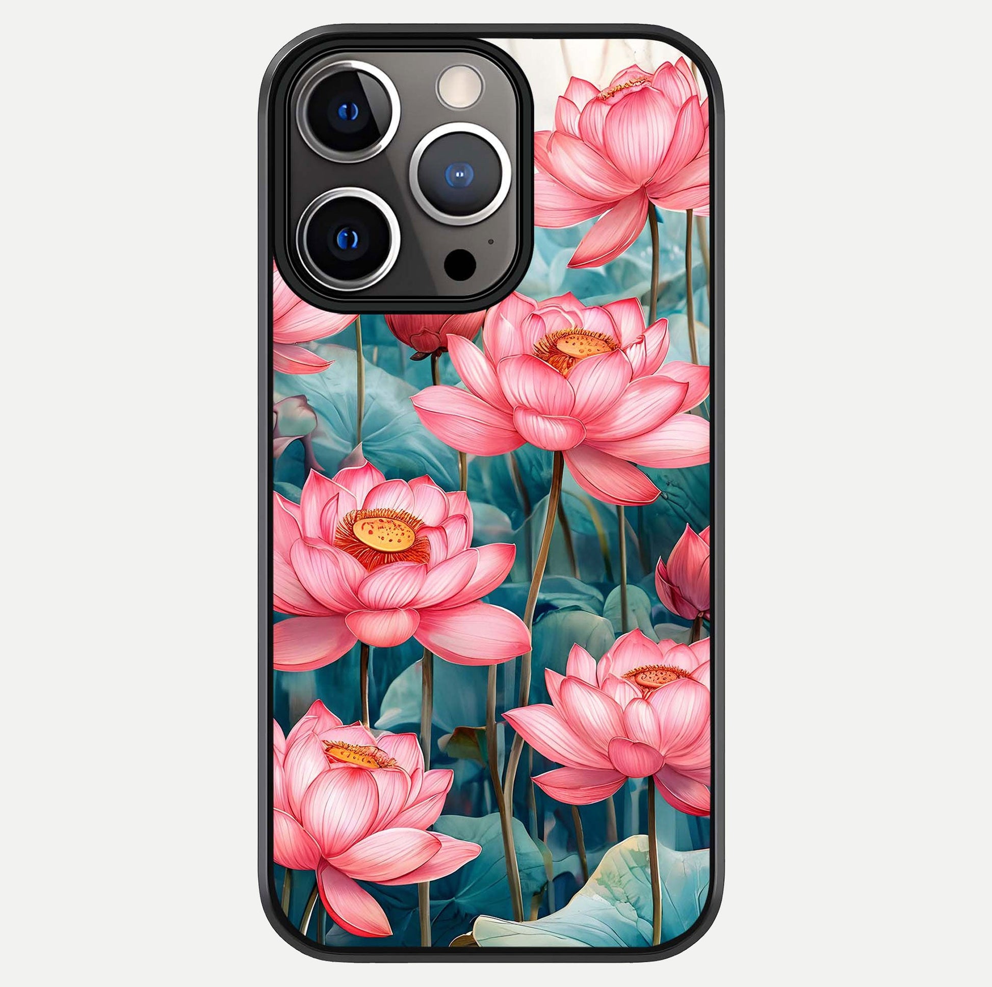 Celestial Pink Lotus Glass Case For iPhone 13 Pro by Custom World