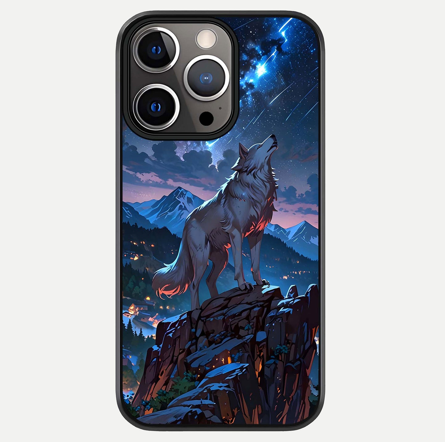 Celestial Wolf Howl Glass Case For iPhone 13 Pro by Custom World