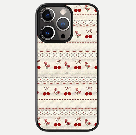 Cherry Bloom Charm Glass Case For iPhone 13 Pro by Custom World