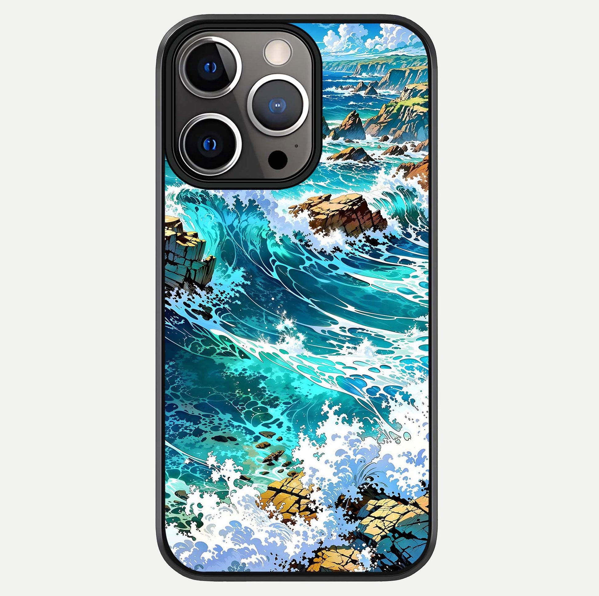 Coastal Blue Waves Glass Case For iPhone 13 Pro by Custom World