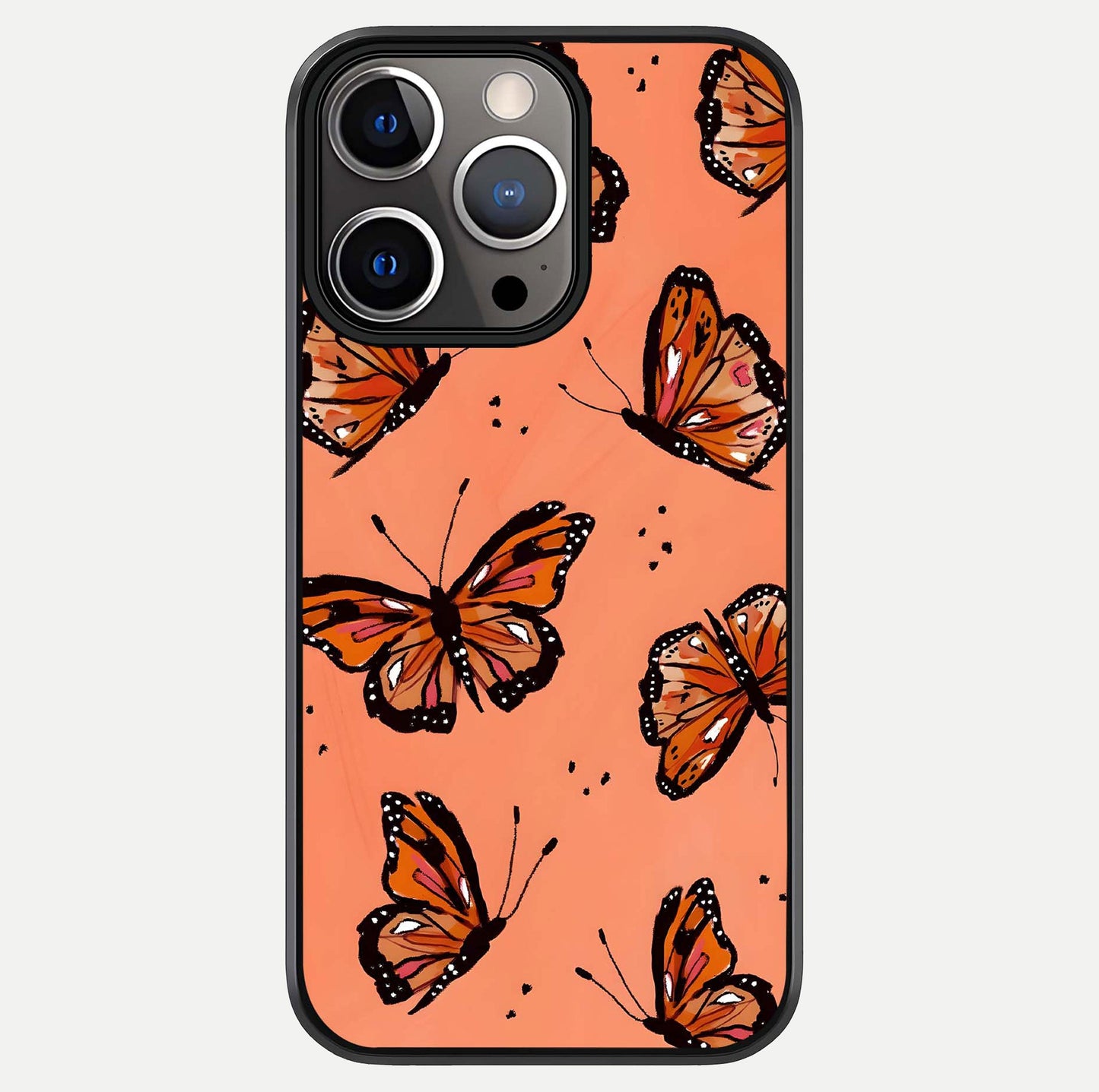 Coral Wing Butterfly Glass Case For iPhone 13 Pro by Custom World