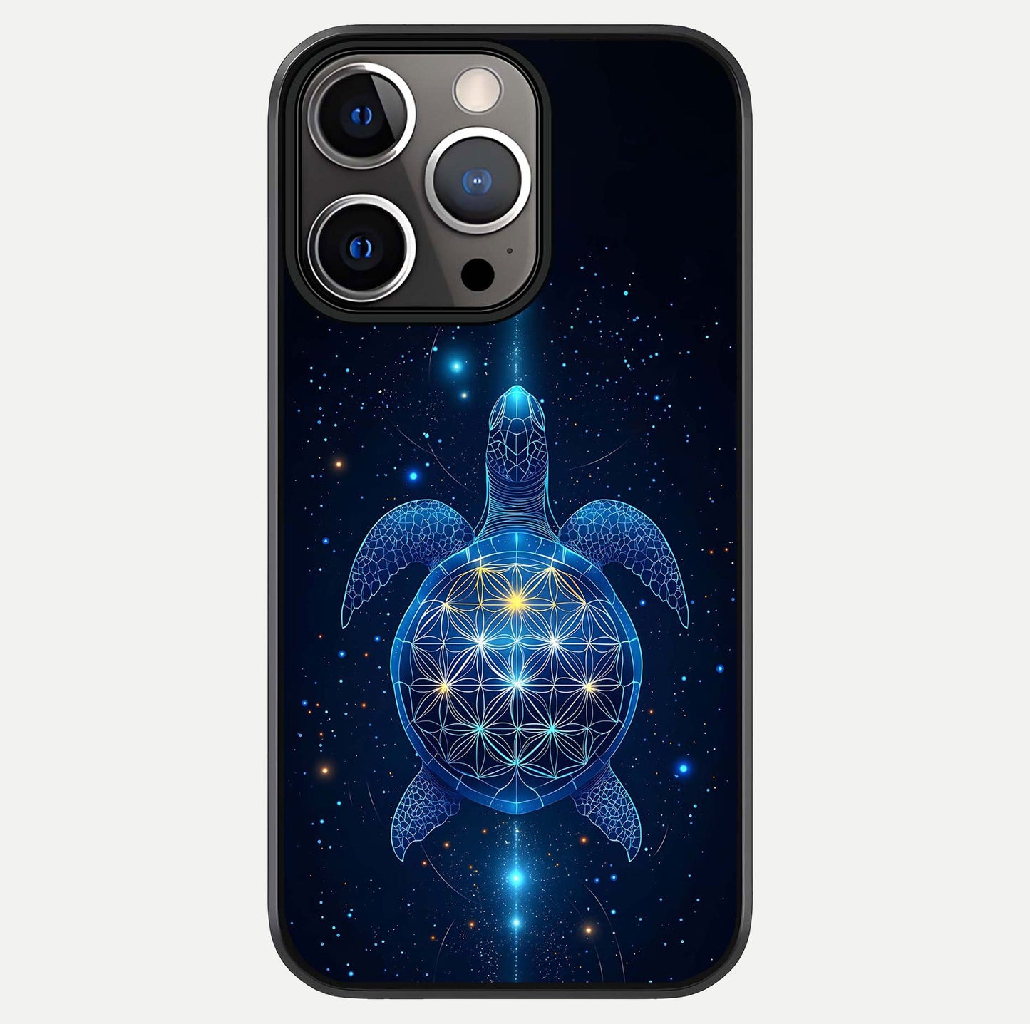 Crimson Blue Turtle Glass Case For iPhone 13 Pro by Custom World