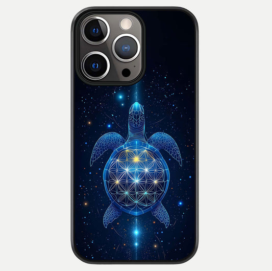 Crimson Blue Turtle Glass Case For iPhone 13 Pro by Custom World