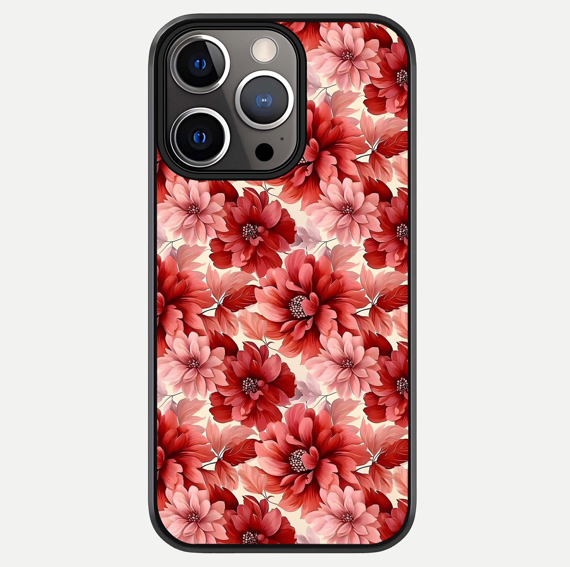 Crimson Love Petals Glass Case For iPhone 13 Pro by Custom World