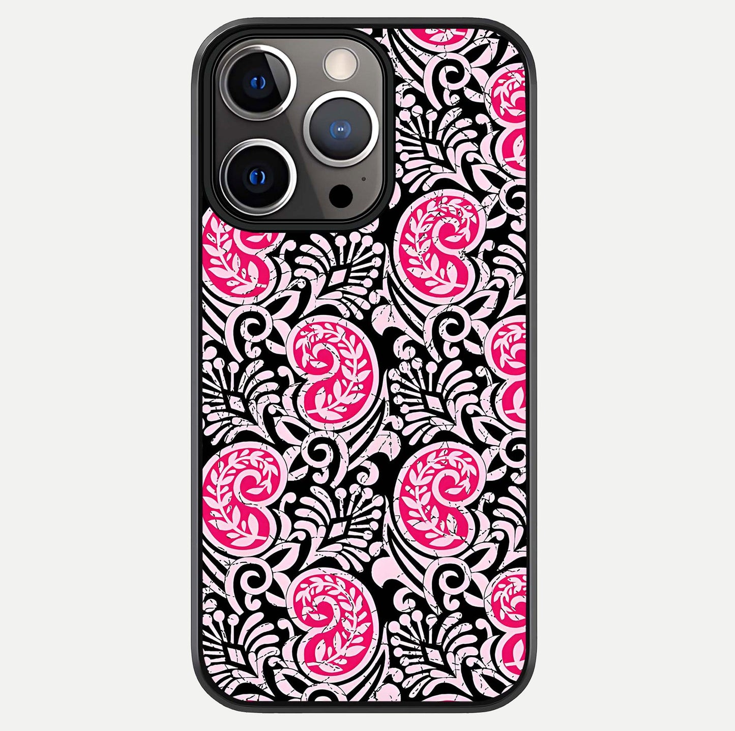 Crimson Paisley Charm Glass Case For iPhone 13 Pro by Custom World