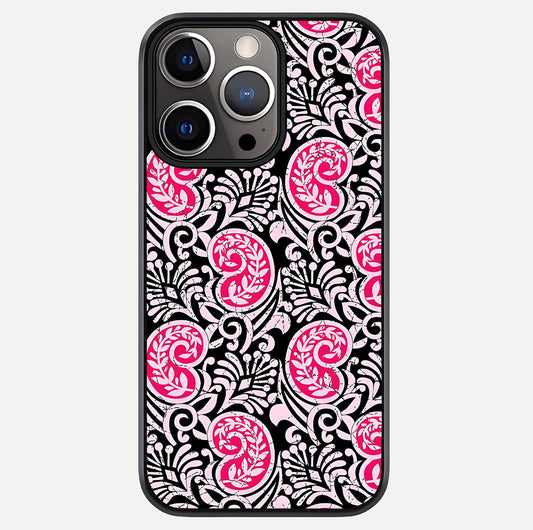 Crimson Paisley Charm Glass Case For iPhone 13 Pro by Custom World