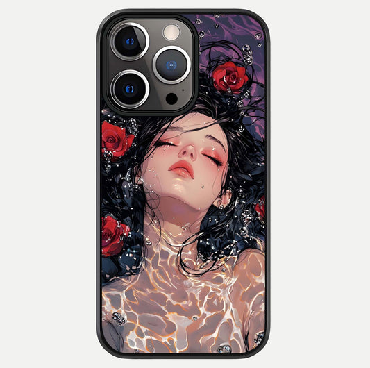 Crimson Rose Serenity Glass Case For iPhone 13 Pro by Custom World