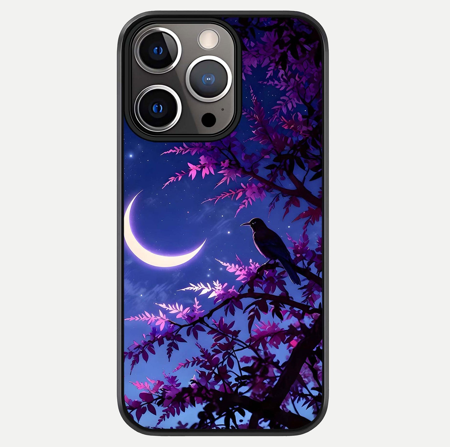 Crow & Moon Scenery Glass Case For iPhone 13 Pro by Custom World