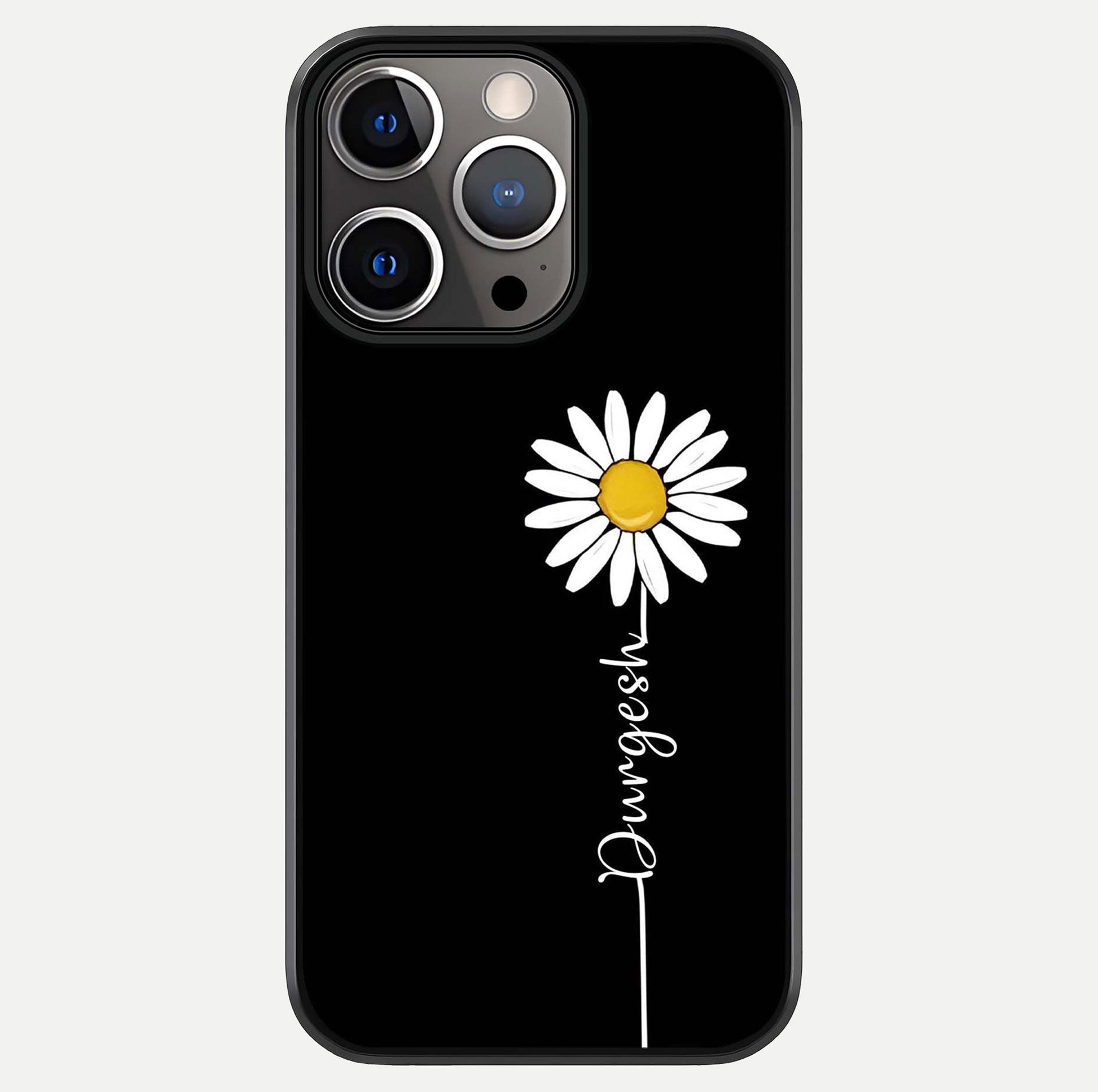 Custom Name White Flower Glass Case For iPhone 13 Pro by Custom World