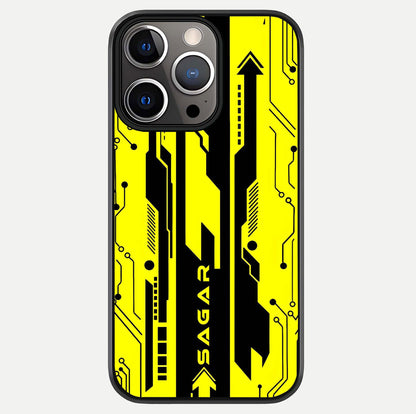 Electric Pulse CYBERPUNK Custom Name Glass Case For iPhone 13 Pro by Custom World