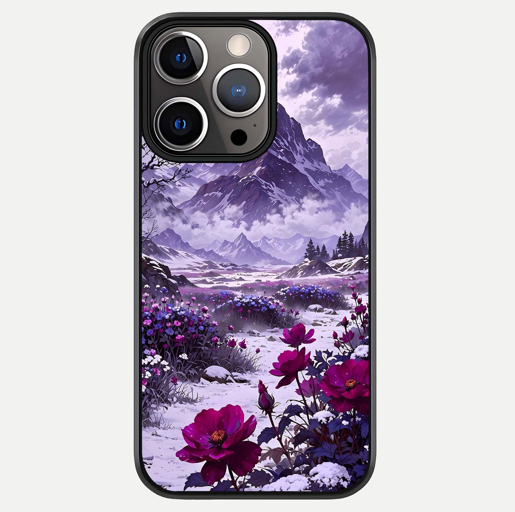 Flower Mountain View Glass Case For iPhone 13 Pro by Custom World