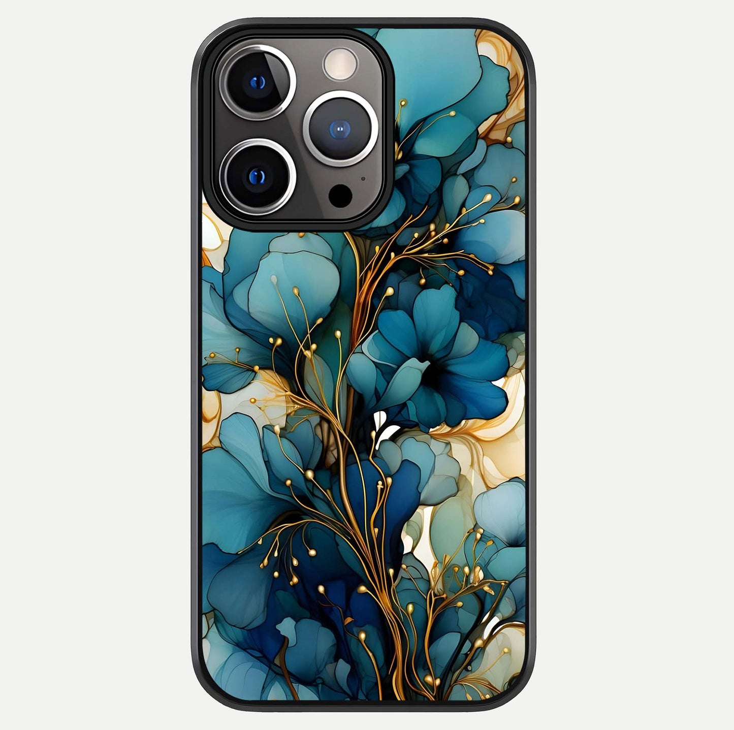 Golden Bloom Symphony Glass Case For iPhone 13 Pro by Custom World