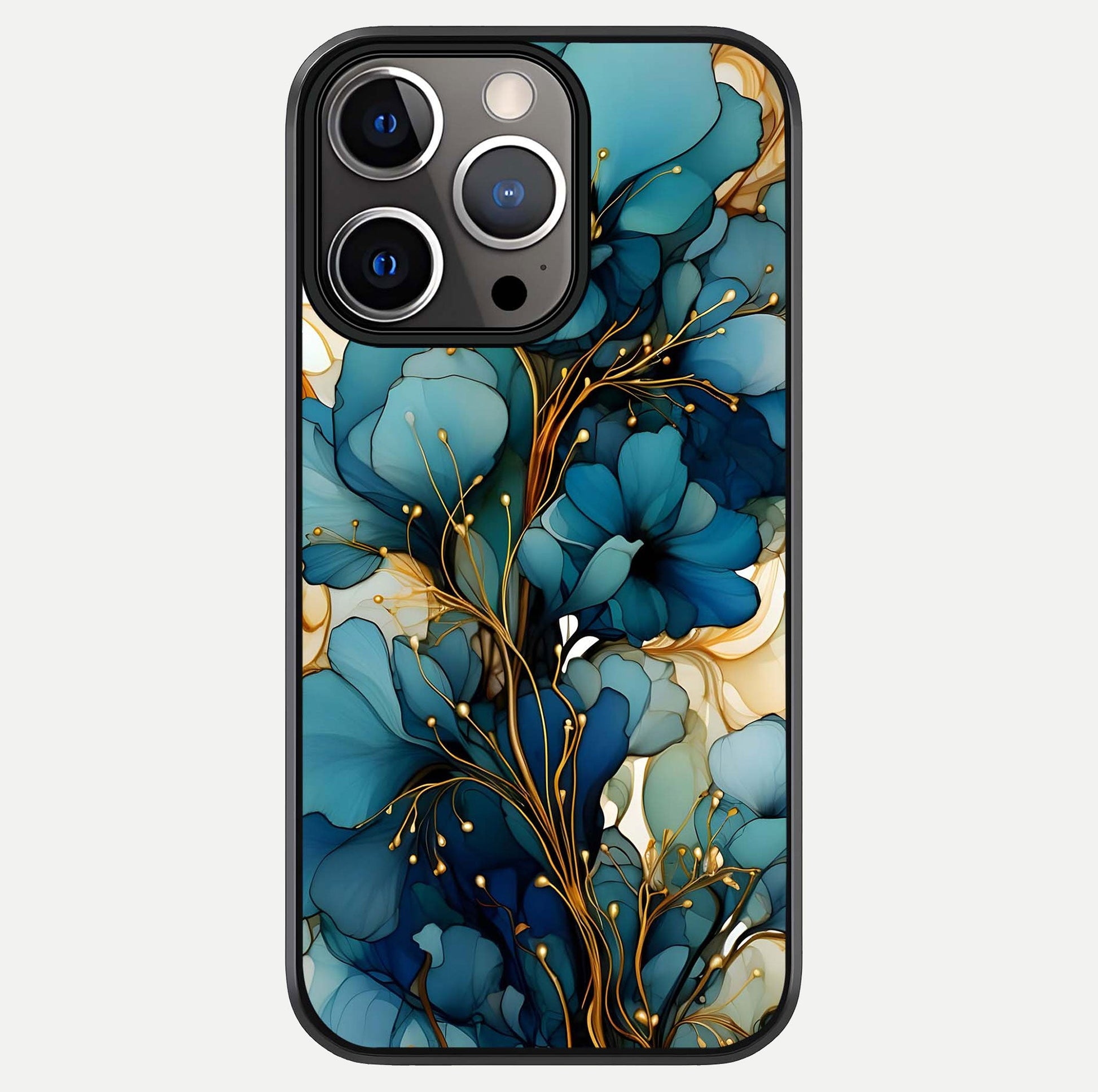 Golden Bloom Symphony Glass Case For iPhone 13 Pro by Custom World