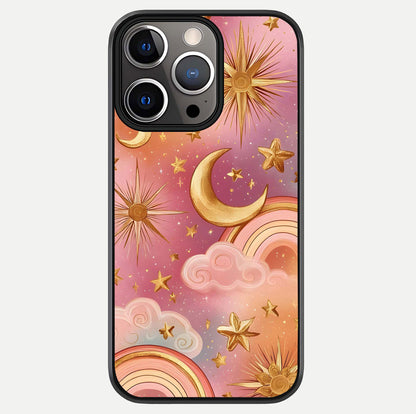 Golden Celestial Dreams Glass Case For iPhone 13 Pro by Custom World