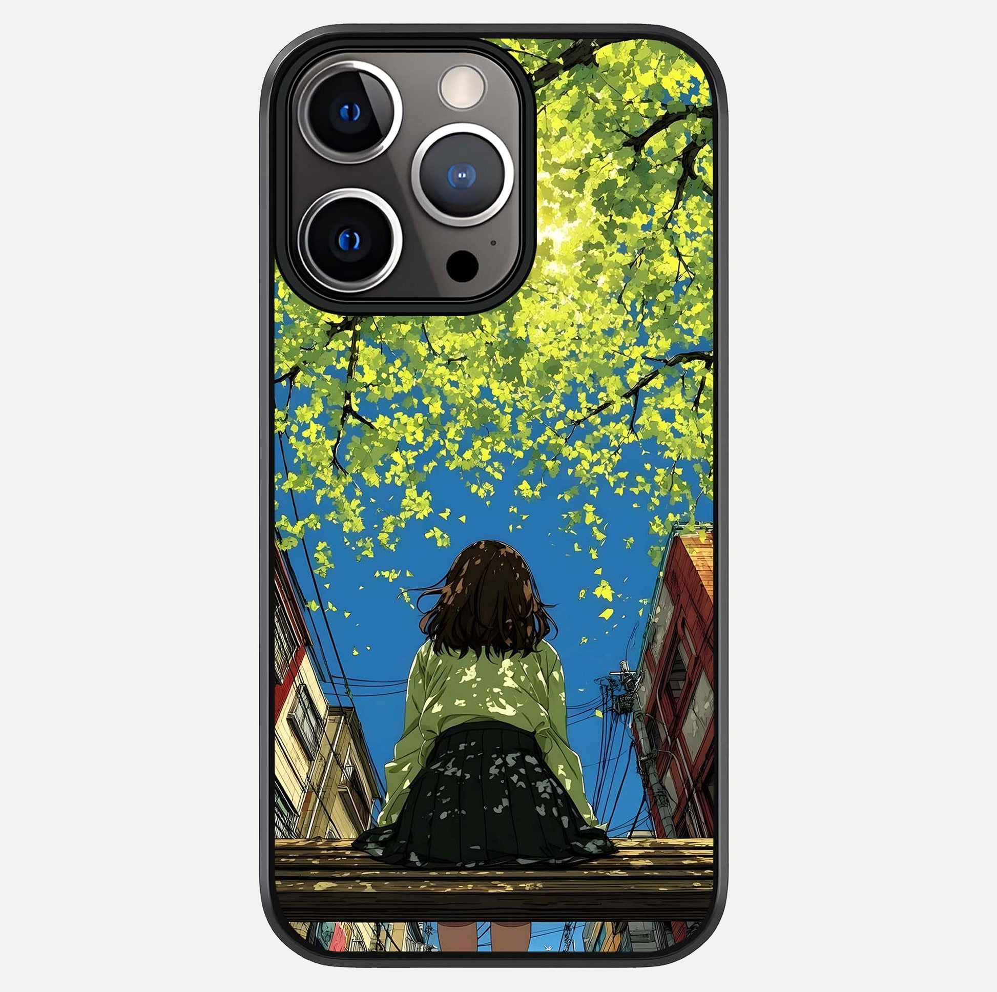 Golden Leaves Glow Glass Case For iPhone 13 Pro by Custom World