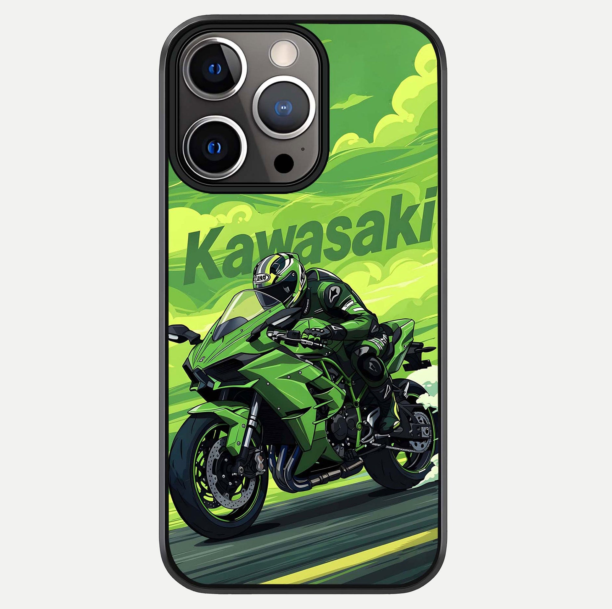 Green Kawasaki Glass Case For iPhone 13 Pro by Custom World