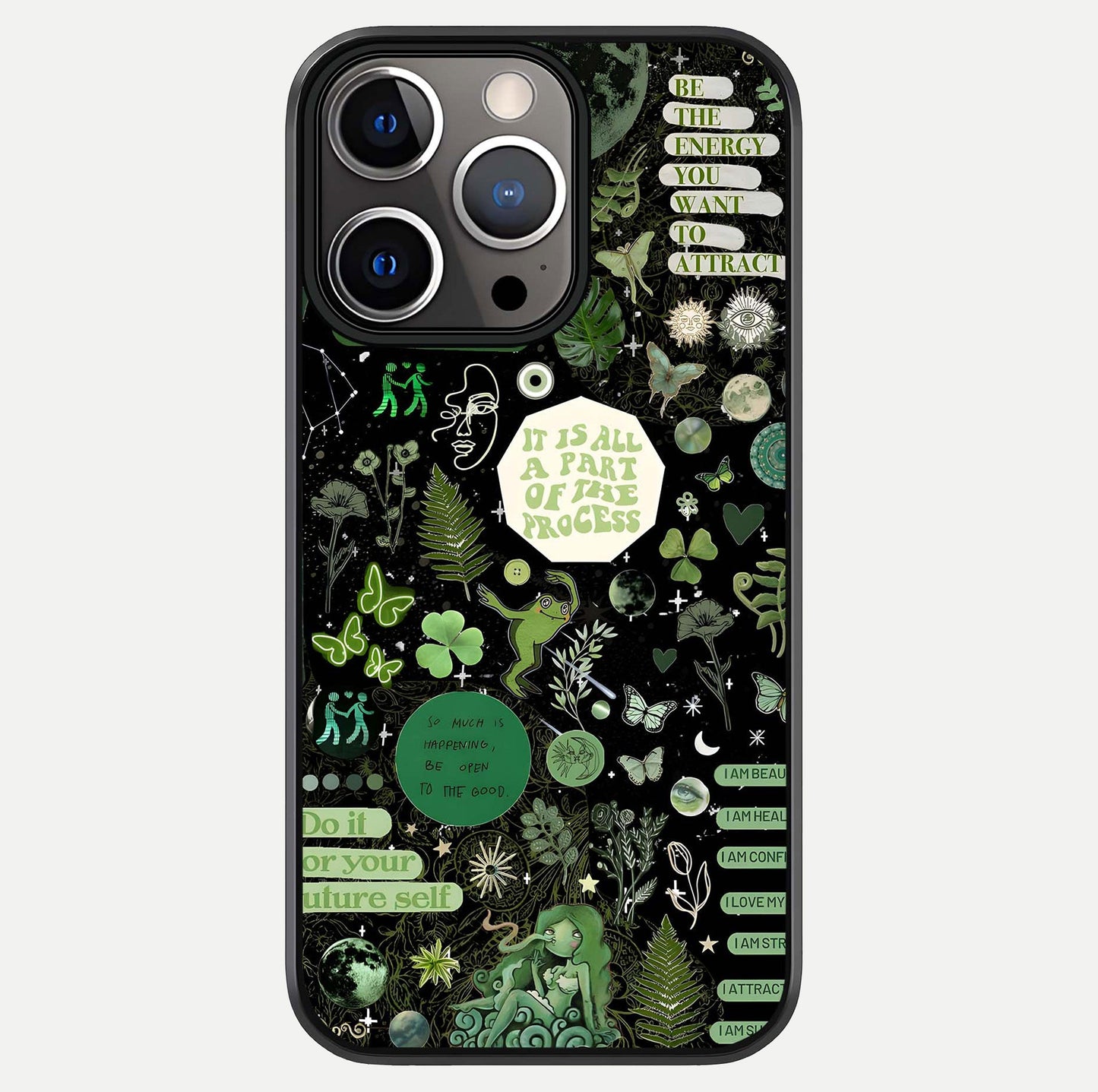 Green Moon Energy Glass Case For iPhone 13 Pro by Custom World