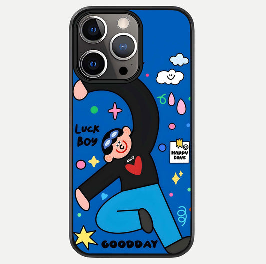 Happy Luck Vibe Glass Case For iPhone 13 Pro by Custom World