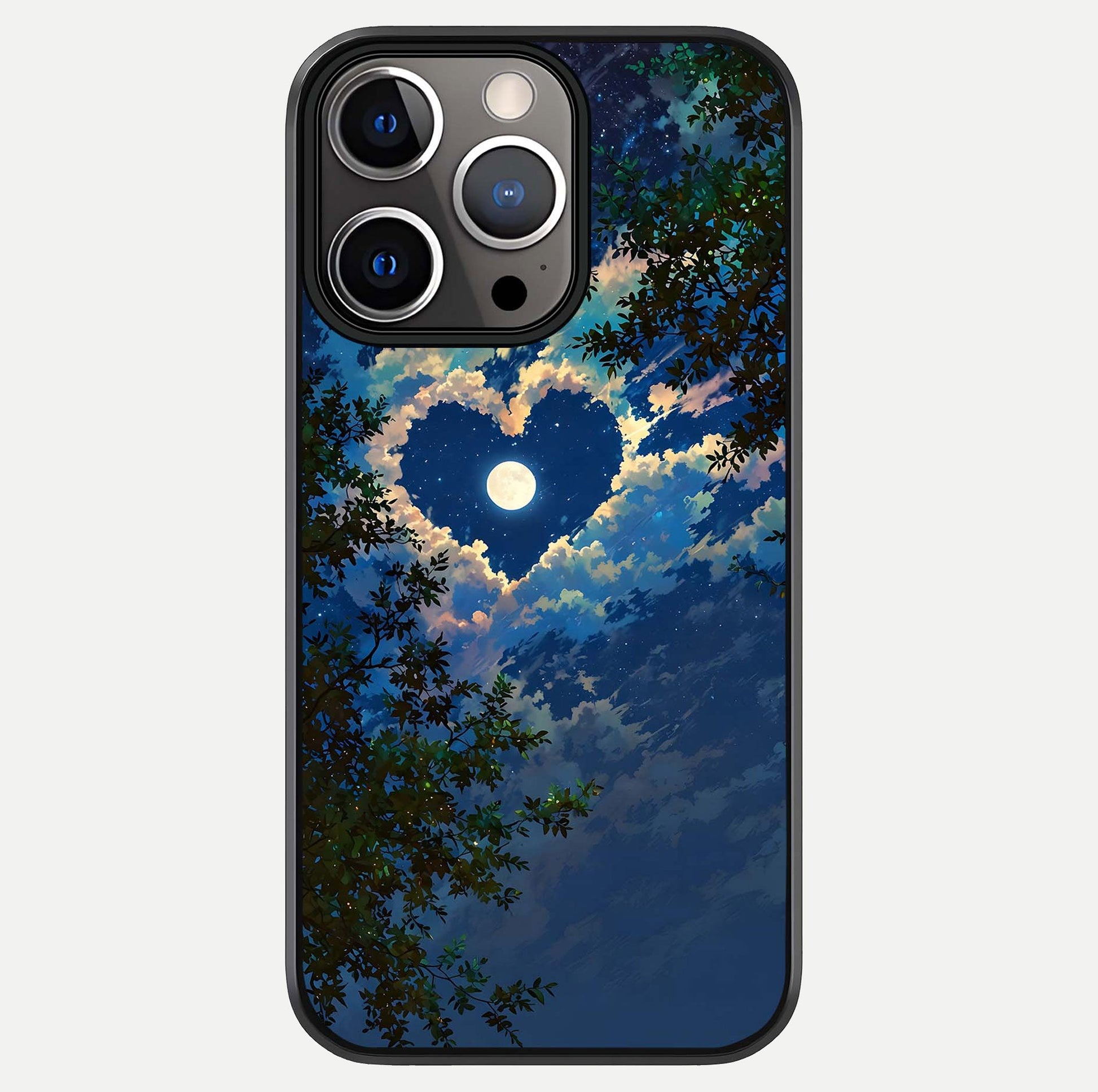 Heart With Moon Sky Glass Case For iPhone 13 Pro by Custom World