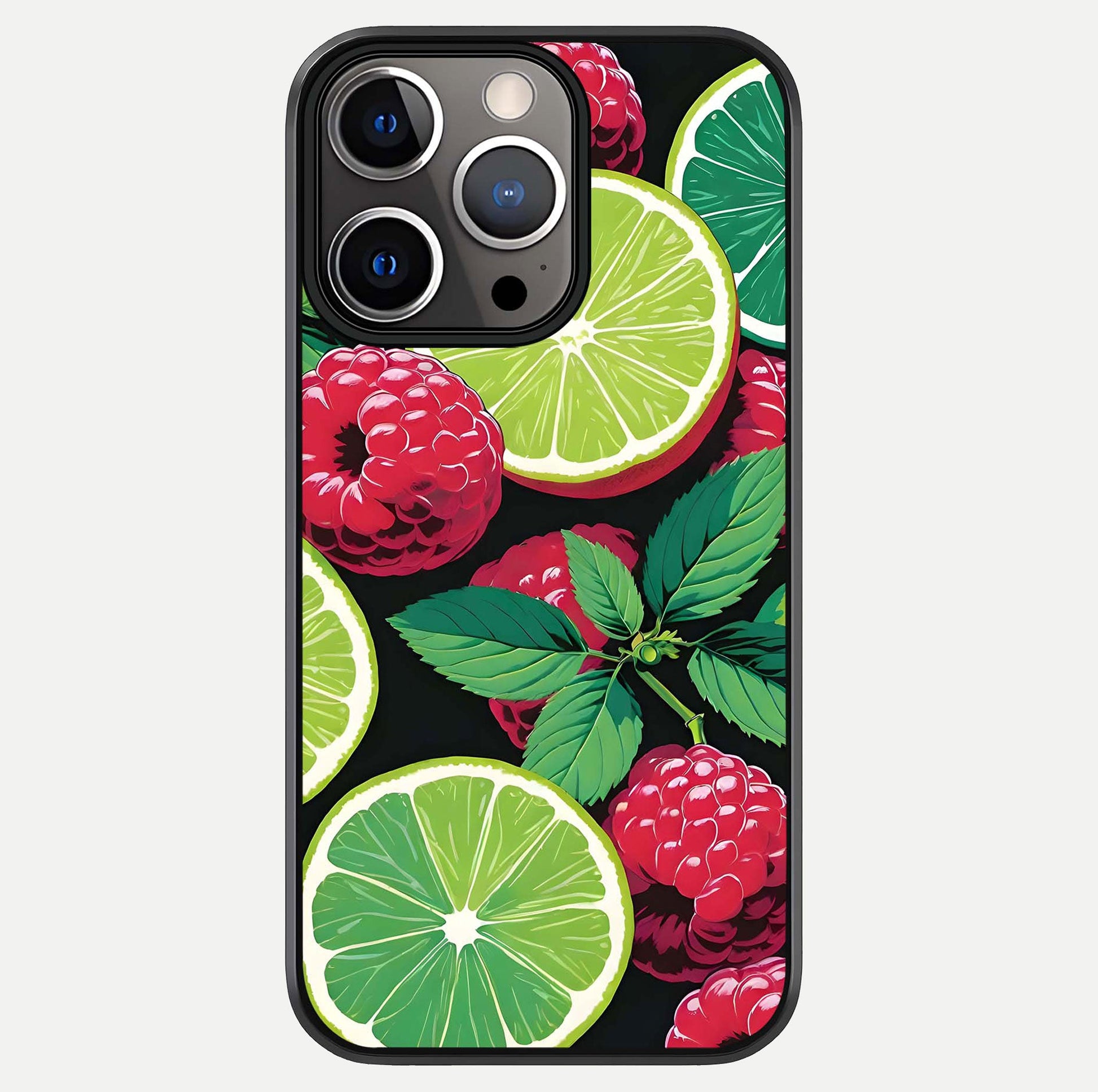 Lime & Raspberry Pattern Glass Case For iPhone 13 Pro by Custom World