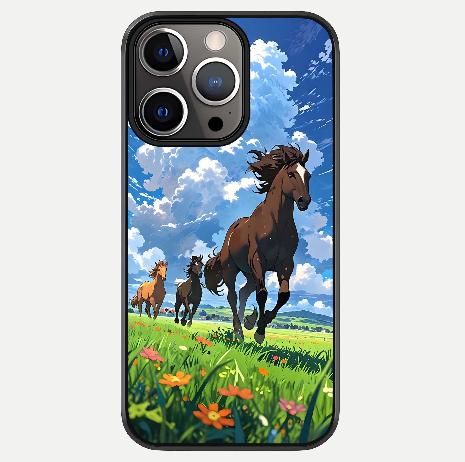 Majestic Horses Galloping Glass Case For iPhone 13 Pro by Custom World