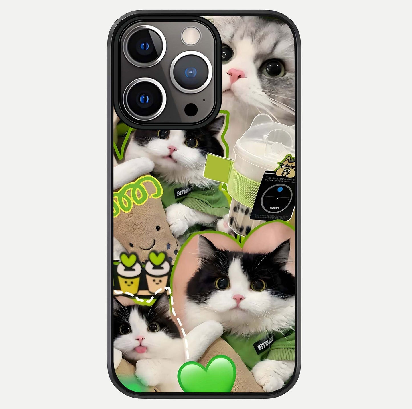 Matcha Cats Mood Glass Case For iPhone 13 Pro by Custom World