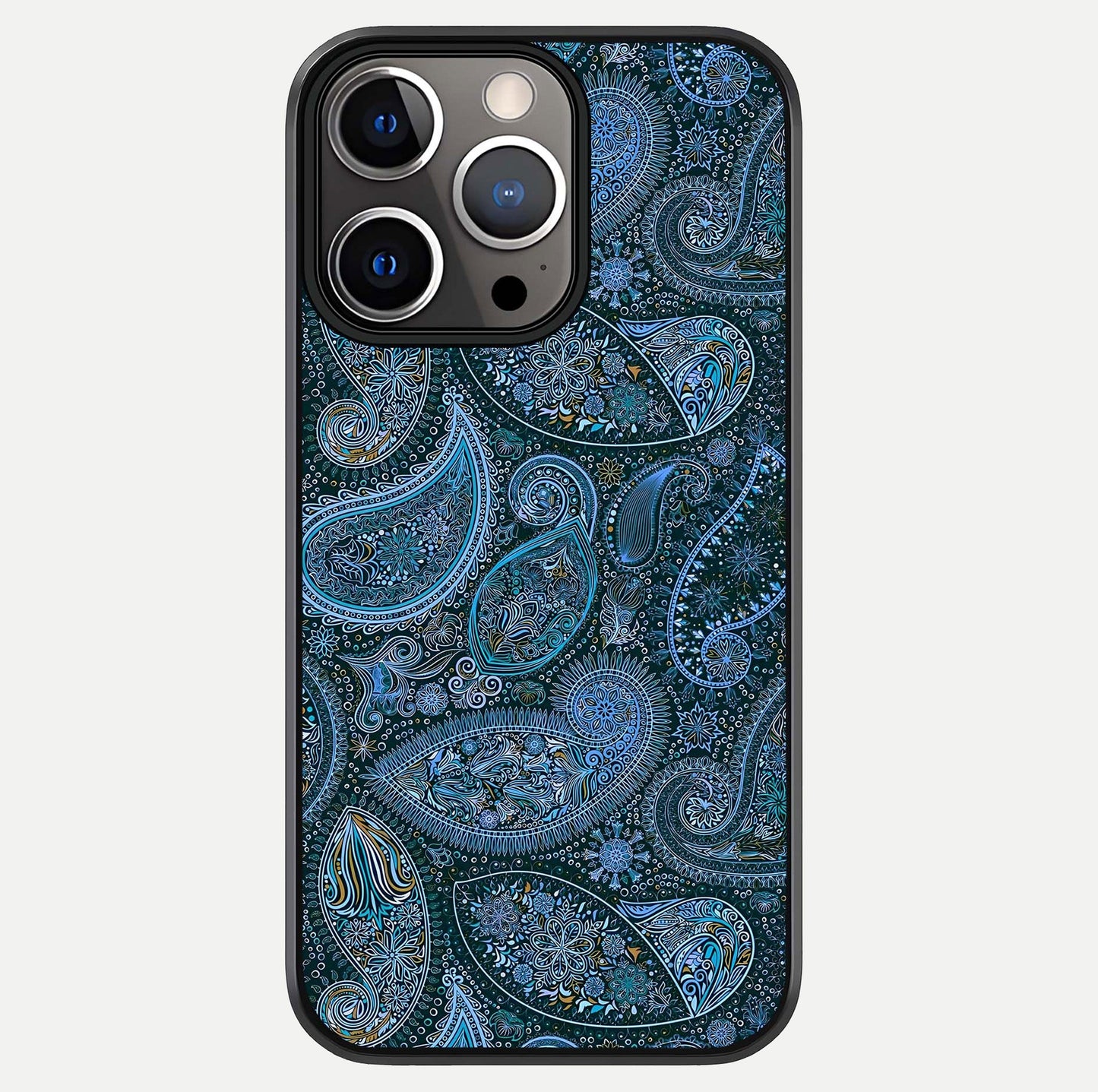 Midnight Paisley Glow Glass Case For iPhone 13 Pro by Custom World