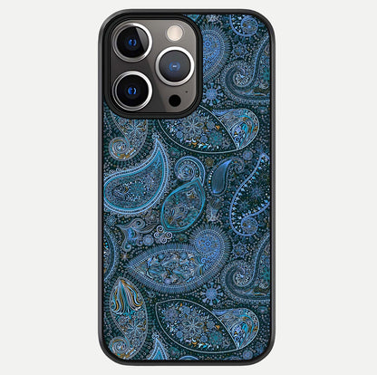 Midnight Paisley Glow Glass Case For iPhone 13 Pro by Custom World