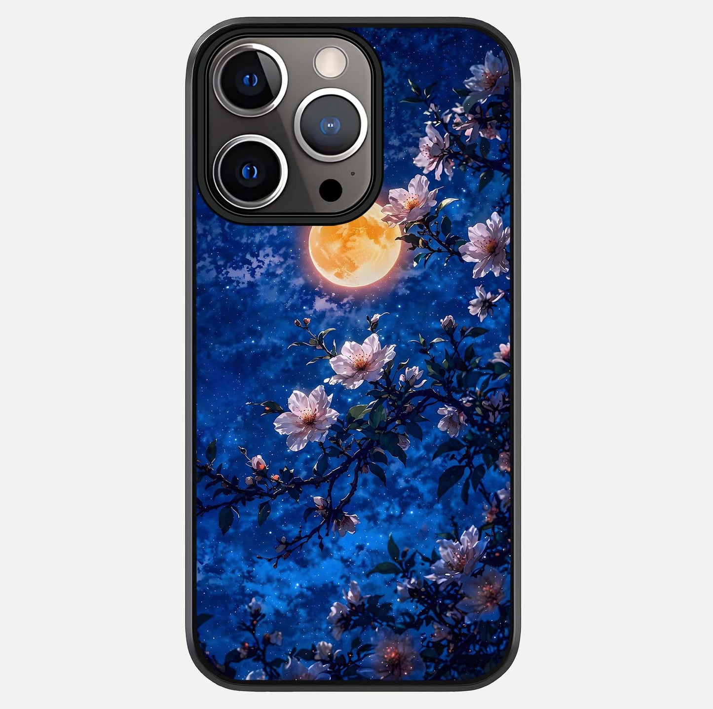 Moonlit Blossoms Night Glass Case For iPhone 13 Pro by Custom World