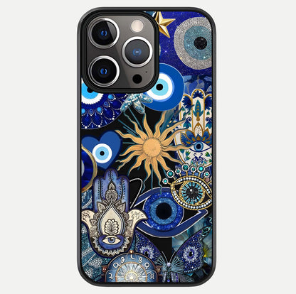 Mystic Blue Evil Eye Glass Case For iPhone 13 Pro by Custom World