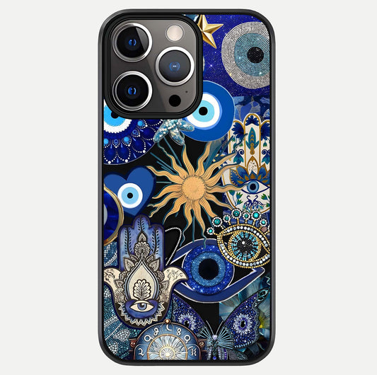 Mystic Blue Evil Eye Glass Case For iPhone 13 Pro by Custom World