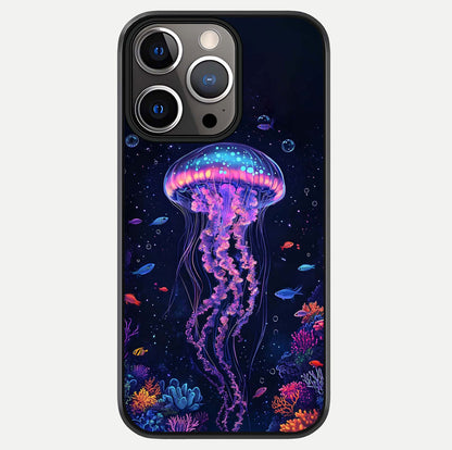 Neon Jellyfish Glass Case For iPhone 13 Pro by Custom World