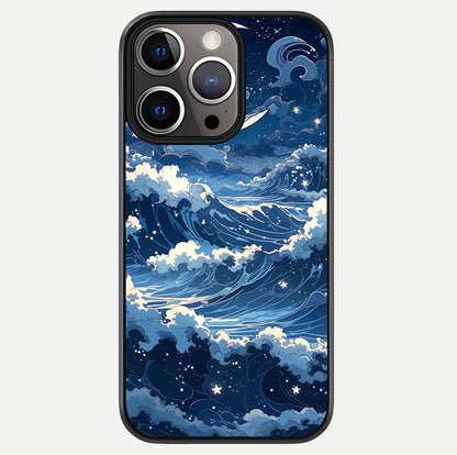 Ocean Moon Waves Glass Case For iPhone 13 Pro by Custom World