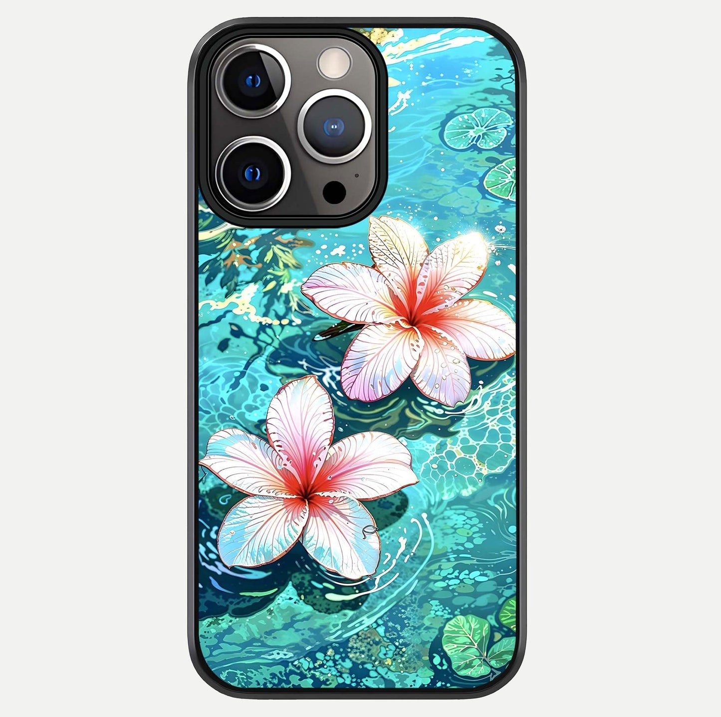 Pink Flowers in Water Glass Case For iPhone 13 Pro by Custom World