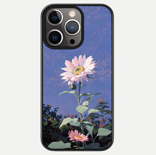 Pink Sunflower Glow Glass Case For iPhone 13 Pro by Custom World