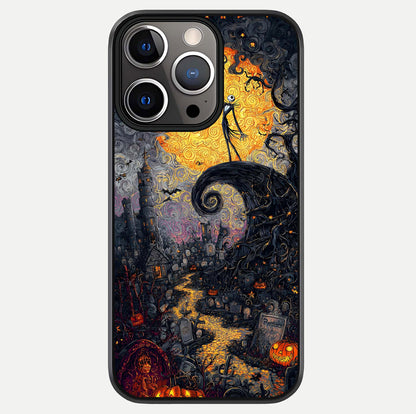 Pumpkin Moon Night Glass Case For iPhone 13 Pro by Custom World