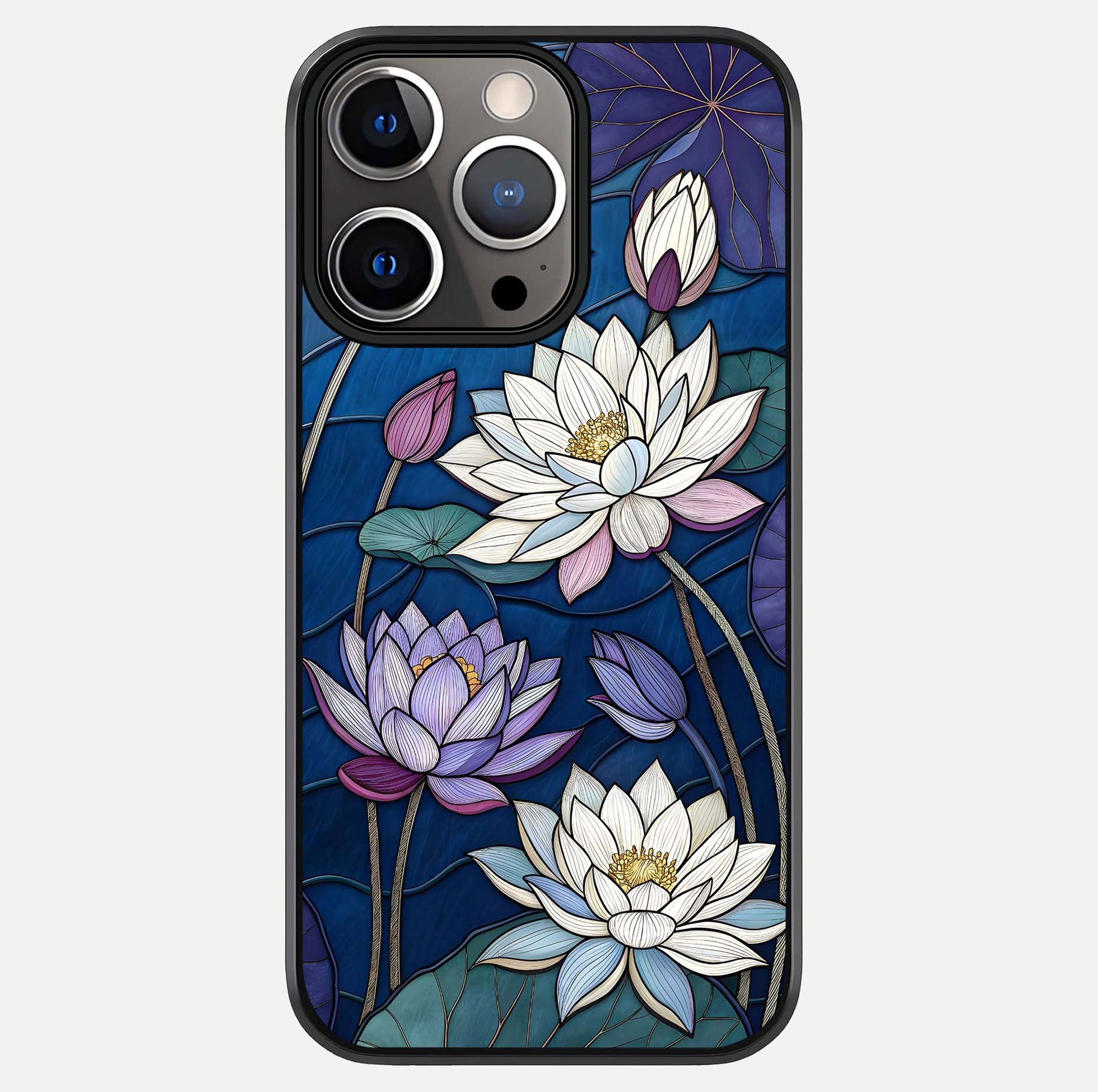 Purple Lotus Stained Glass Case For iPhone 13 Pro by Custom World