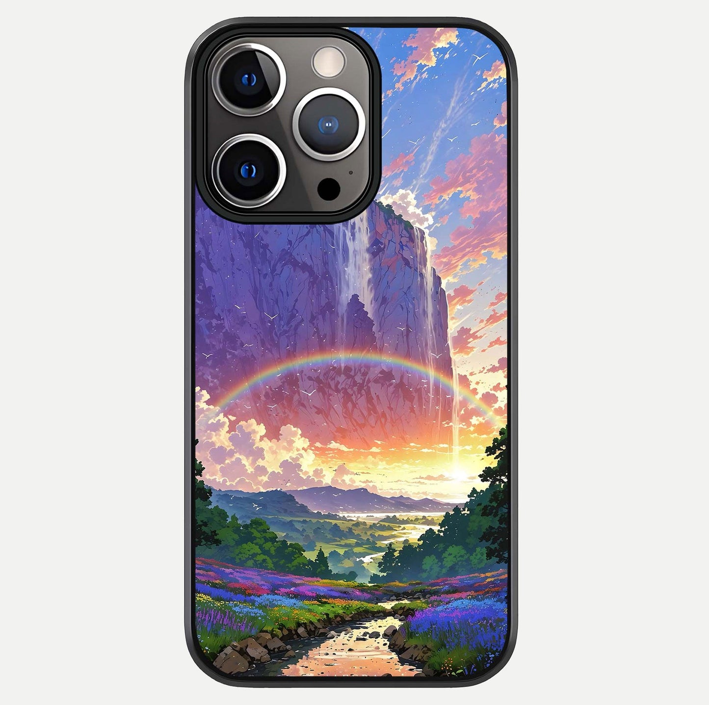 Rainbow Valley Dream Glass Case For iPhone 16 Pro by Custom World