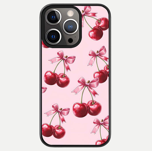 Red Cherries Pattern Glass Case For iPhone 13 Pro by Custom World