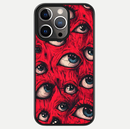 Red Eyes Pattern Glass Case For iPhone 13 Pro by Custom World