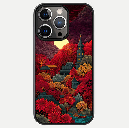 Scarlet Autumn Temple Glass Case For iPhone 13 Pro by Custom World