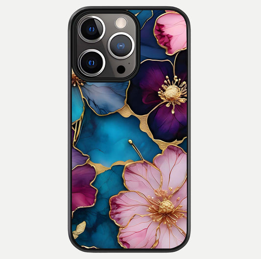 Sparkle Floral Glass Case For iPhone 13 Pro by Custom World